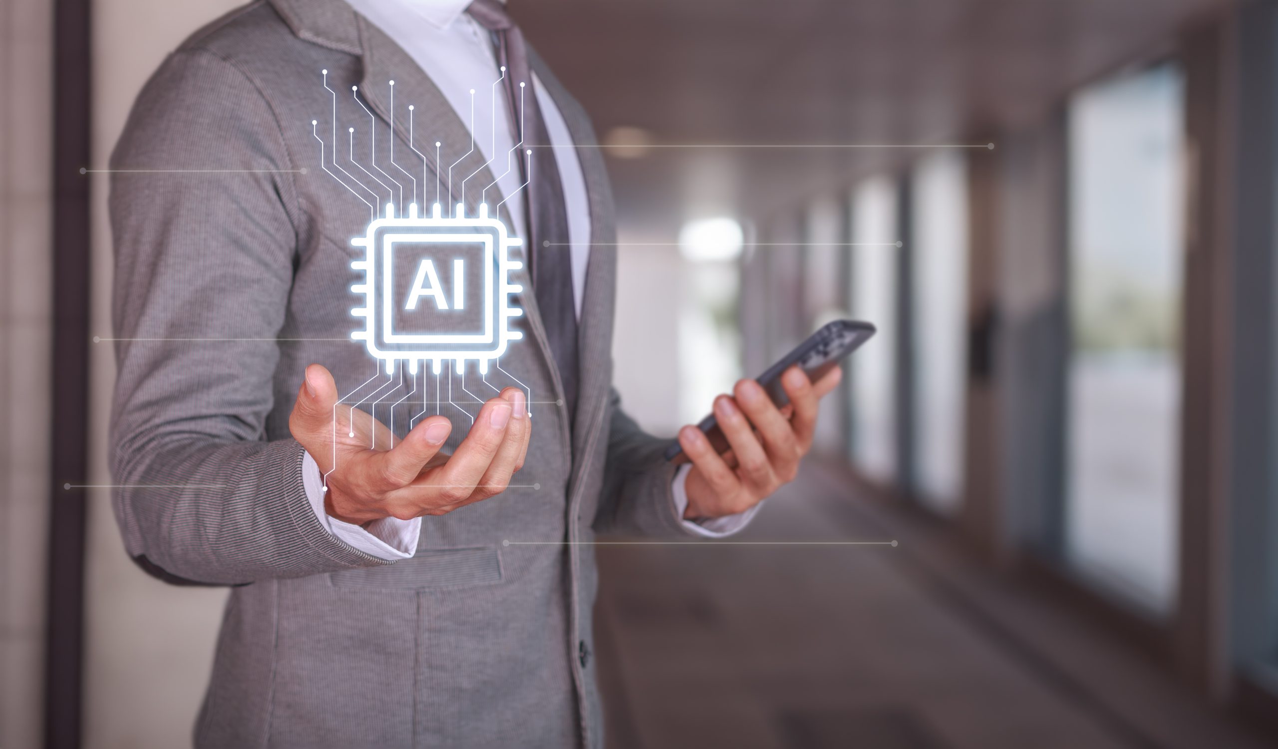 Candidate using artificial intelligence on a smartphone